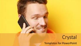  Presentation with tehnology - Audience pleasing slide deck consisting of lifestyle tehnology and people concept backdrop and a yellow colored foreground