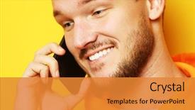  Presentation with tehnology - Cool new PPT layouts with lifestyle tehnology and people concept backdrop and a gold colored foreground