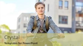  Presentation with people street - PPT theme enhanced with lifestyle-transport-and-people-concept background and a yellow colored foreground
