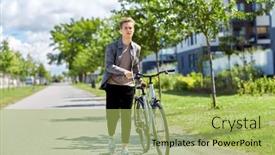  Presentation with city people walking - Amazing slide set having lifestyle-transport-and-people-concept backdrop and a yellow colored foreground