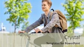  Presentation with people street - Slide set consisting of lifestyle-transport-and-people-concept background and a mint green colored foreground