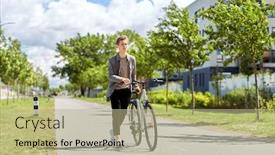  Presentation with city people walking - PPT layouts enhanced with lifestyle-transport-and-people-concept background and a mint green colored foreground