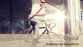  Presentation with people street - Slide set with lifestyle-transport-communication-and-people background and a soft green colored foreground