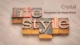  Presentation with living life - Presentation enhanced with lifestyle-word-abstract-in-letterpress and a soft green colored foreground