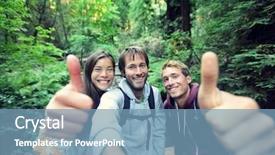  Presentation with travel friends - Slide set consisting of lifestyle young people happy doing background and a teal colored foreground