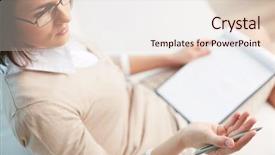  Presentation with psychiatrist - Theme having lifestyles health psychology - professional psychiatrist looking at her background and a lemonade colored foreground