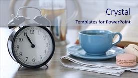  Presentation with alarm - PPT theme with lifetime - retro alarm clock showing five background and a lemonade colored foreground