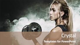  Presentation with bodybuilding - Beautiful presentation design featuring lift - muscular young woman with beautiful backdrop and a coral colored foreground
