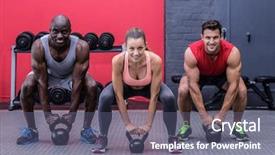  Presentation with athletes - Presentation theme enhanced with lift a kettle bell background and a ocean colored foreground