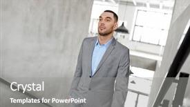  Presentation with business success - Audience pleasing slide deck consisting of lift concept - businessman walking upstairs backdrop and a gray colored foreground