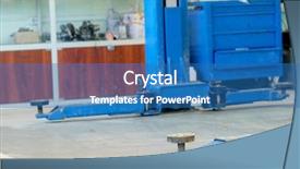  Presentation with lift - Slide set featuring lift in an empty car repair station background and a teal colored foreground