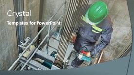  Presentation with elevator - Colorful slide set enhanced with lift-machinist-repairing-elevator backdrop and a gray colored foreground