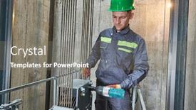  Presentation with lift - Slide deck having lift-machinist-repairing-elevator background and a gray colored foreground