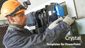  Presentation with lift - Beautiful theme featuring lift machinist repairing elevator backdrop and a dark gray colored foreground