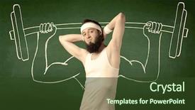  Presentation with life insurance concept white - Slide set featuring lift weight with big muscle background and a  colored foreground