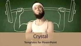  Presentation with white green - Slides consisting of lift weight with big muscle background and a  colored foreground