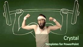  Presentation with weakness - PPT layouts enhanced with lift weight with big muscle background and a  colored foreground