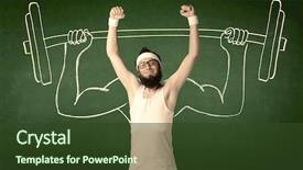  Presentation with life insurance concept white - Amazing theme having lift weight with big muscle backdrop and a  colored foreground