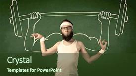  Presentation with life insurance concept white - Audience pleasing PPT layouts consisting of lift weight with big muscle backdrop and a  colored foreground