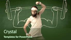  Presentation with life insurance concept white - PPT layouts with lift weight with big muscle background and a  colored foreground