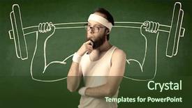  Presentation with beard - Cool new PPT layouts with lift weight with big muscle backdrop and a tawny brown colored foreground