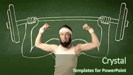  Presentation with white green - Slides featuring lift weight with big muscle background and a tawny brown colored foreground