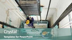  Presentation with elevator - Audience pleasing PPT theme consisting of lift with spanners in elevator backdrop and a seafoam green colored foreground