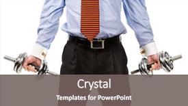  Presentation with process division of cell isolated - Cool new theme with heavy lifting - businessman's torso with dumbbells isolated backdrop and a gray colored foreground