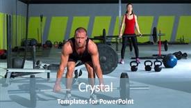  Presentation with weight lifting - Amazing slide set having lifting bar workout in crossfit backdrop and a seafoam green colored foreground