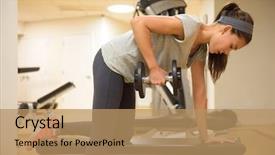  Presentation with lifting weights - Amazing presentation design having lifting dumbbell weights in bent backdrop and a coral colored foreground