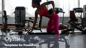  Presentation with lifting weights - Colorful PPT theme enhanced with lifting dumbbell weights in bent backdrop and a  colored foreground