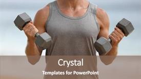  Presentation with heavy weight - Audience pleasing presentation theme consisting of lifting dumbbells doing bicep curl backdrop and a violet colored foreground