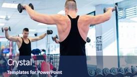  Presentation with bodybuilding - Audience pleasing theme consisting of lifting dumbbells in fitness club backdrop and a  colored foreground