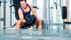  Presentation with weight lifting - Cool new PPT theme with lifting hand weight at gym backdrop and a light blue colored foreground