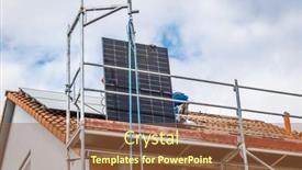  Presentation with cells solar - Slides featuring lifting-solar-panels-using-pulley and a tawny brown colored foreground