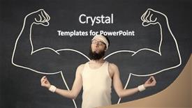  Presentation with weight lifting - Presentation theme having lifting weight with big muscle background and a  colored foreground