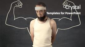  Presentation with weight lifting - Audience pleasing slides consisting of lifting weight with big muscle backdrop and a  colored foreground