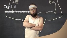  Presentation with weight lifting - Beautiful PPT theme featuring lifting weight with big muscle backdrop and a  colored foreground