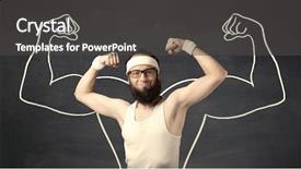  Presentation with weight lifting - Slide set consisting of lifting weight with big muscle background and a  colored foreground