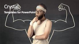  Presentation with weight lifting - Cool new slides with lifting weight with big muscle backdrop and a dark gray colored foreground