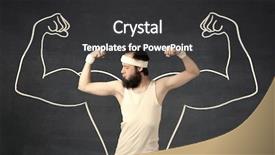  Presentation with weight lifting - Colorful PPT theme enhanced with lifting weight with big muscle backdrop and a dark gray colored foreground