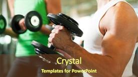  Presentation with lifting weights - PPT theme consisting of lifting weights focus on hands background and a tawny brown colored foreground