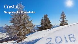  Presentation with house snow mountain - Slide deck with lifting word - 2018 on snow at mountains background and a teal colored foreground