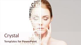  Presentation with cosmetics make up - Beautiful PPT layouts featuring lifting word - portrait of fresh young backdrop and a  colored foreground