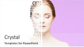  Presentation with beautiful fresh leaves water drops - PPT theme featuring lifting word - portrait of fresh young background and a  colored foreground