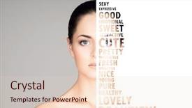  Presentation with plastic surgery - Presentation consisting of lifting word - young beautiful and fresh woman background and a  colored foreground