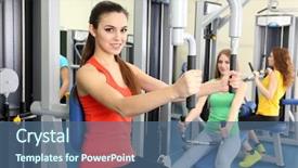  Presentation with elderly people exercise patient training - Amazing presentation design having lifting work - group of people training backdrop and a ocean colored foreground