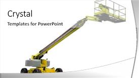  Presentation with lift - Beautiful presentation design featuring lifting work - yellow hydraulic lift isolated backdrop and a white colored foreground
