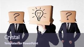  Presentation with group of people silhouettes walking - Beautiful slide deck featuring ligh bulbs and question mark backdrop and a tawny brown colored foreground