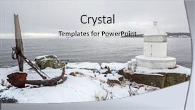  Presentation with coast - Colorful PPT theme enhanced with lighhouse at baltic sea coast backdrop and a light gray colored foreground